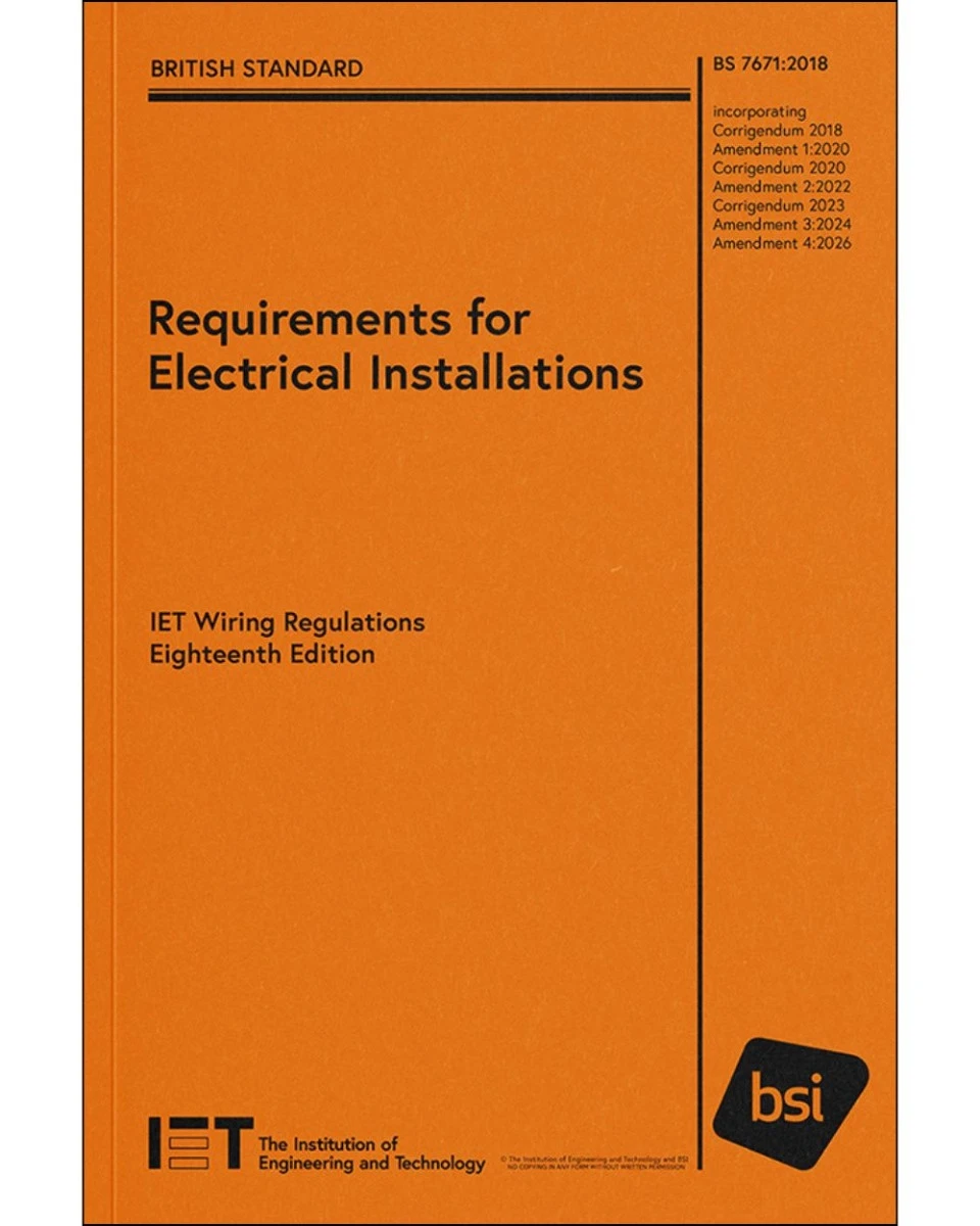BS 7671:2018+A4 18th Edition Wiring Regulations book cover
